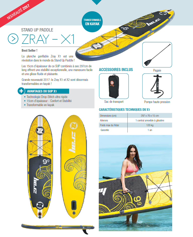 Paddle gonflable ZRAY X1 pour femme 