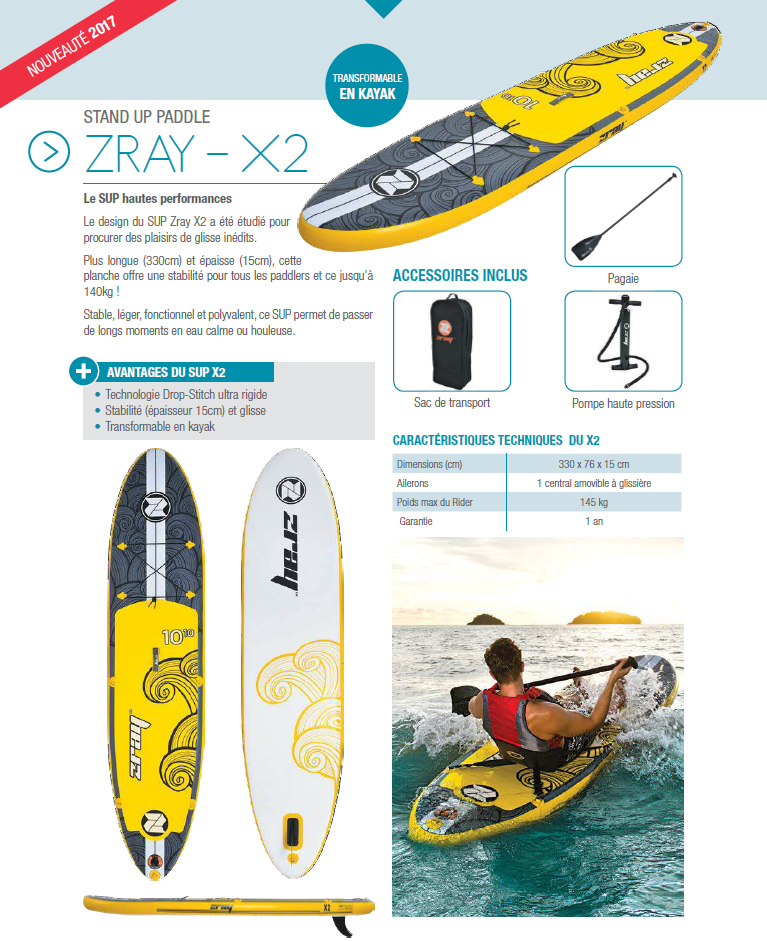 Paddle gonflable X2 ZRAY pour homme